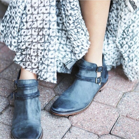 Free People Braeburn Ankle Boots Women's EU 36 US 5.5-6 Green Leather Boho - Picture 2 of 11